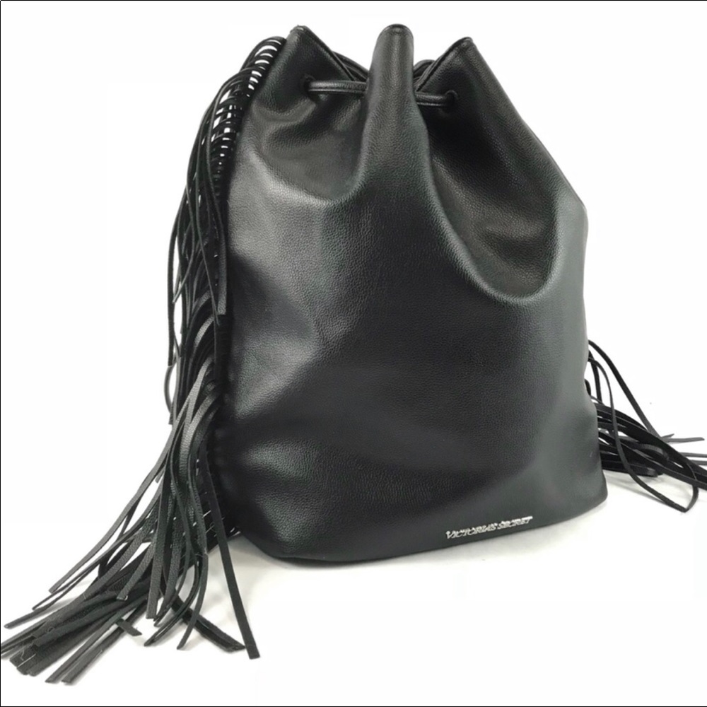 VICTORIAS SECRET Black Leather Fringe Backpack